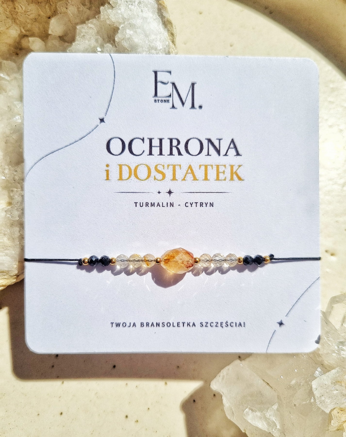 BRANSOLETKA OCHRONA "Ochrona i dostatek" z czarnym turmalinem i cytrynem