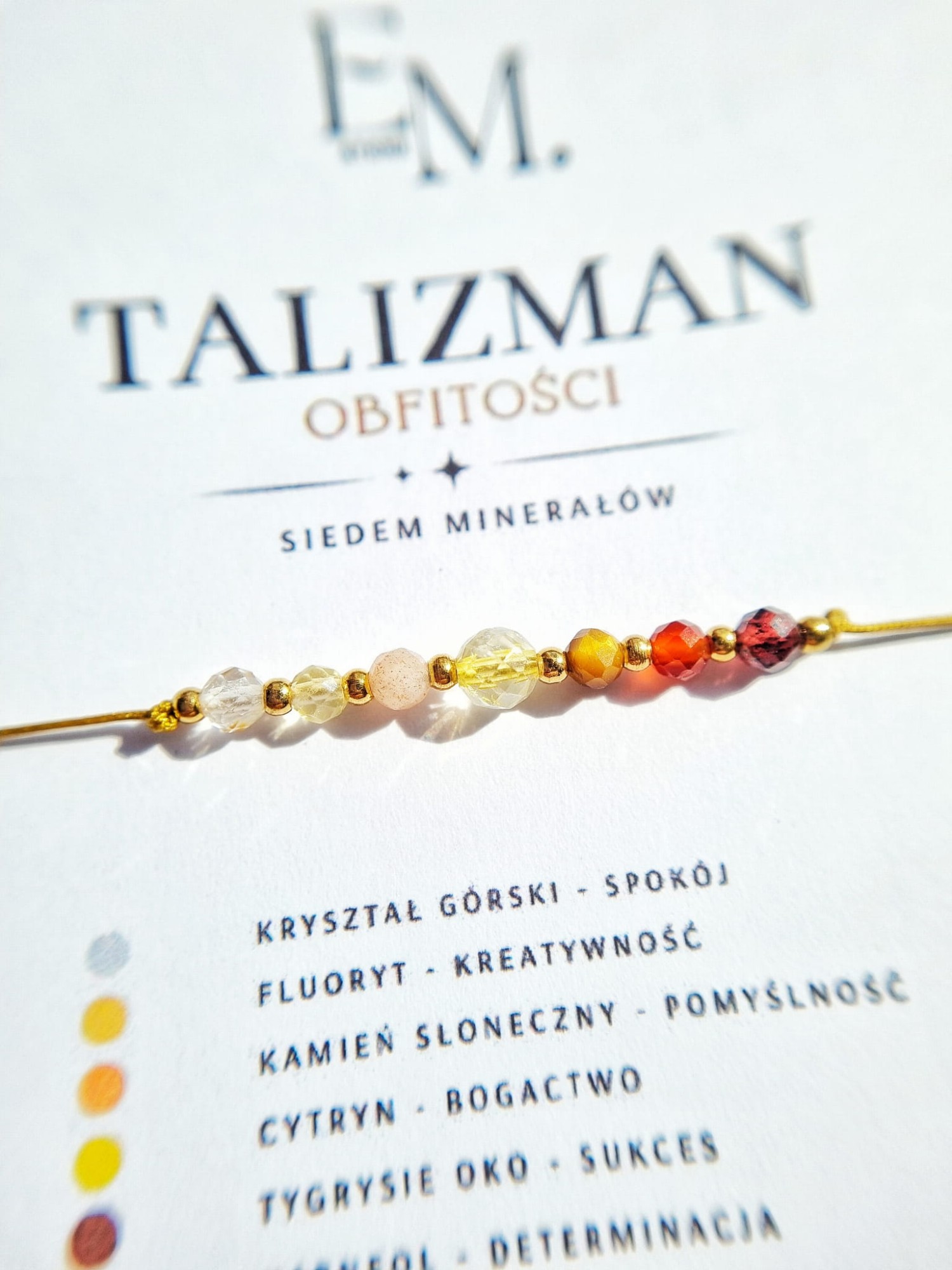 Talizman OBFITOŚCI- siedem minerałów na sznurku nylonowym
